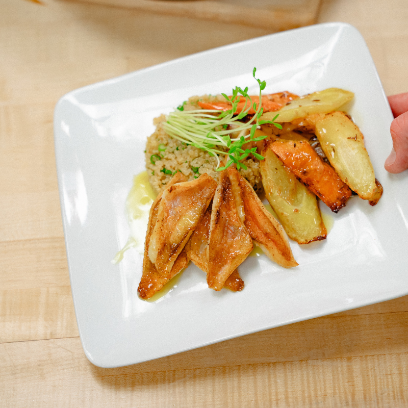 Pan-Seared Redfish with Quinoa and Roasted Vegetables