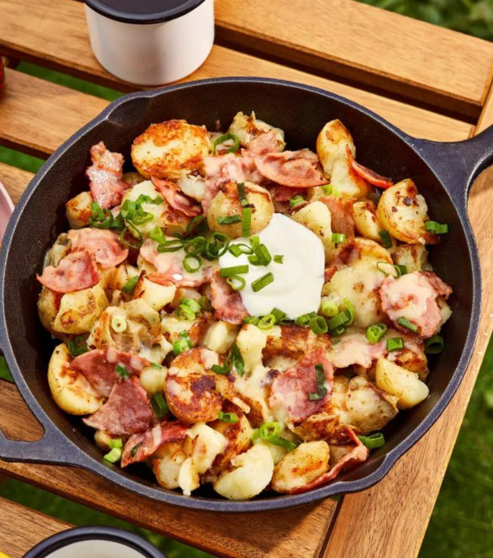 Hash Brown Breakfast with Ham, Cheddar & Maple Syrup