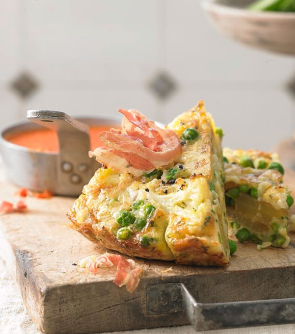Cauliflower frittata with cheddar and bacon