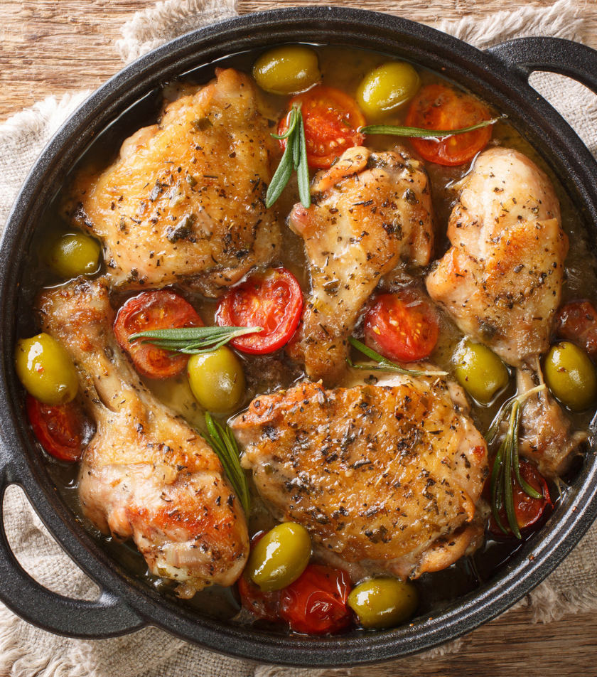 Chicken thighs with olives