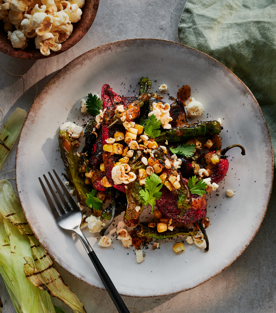 Grilled Peppers and Corn Two Ways