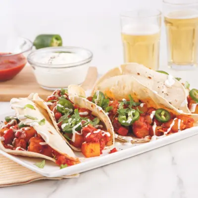 Tacos aux pommes de terre jaunes et chorizo