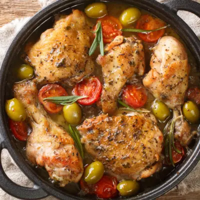 Hauts de cuisse de poulet aux olives