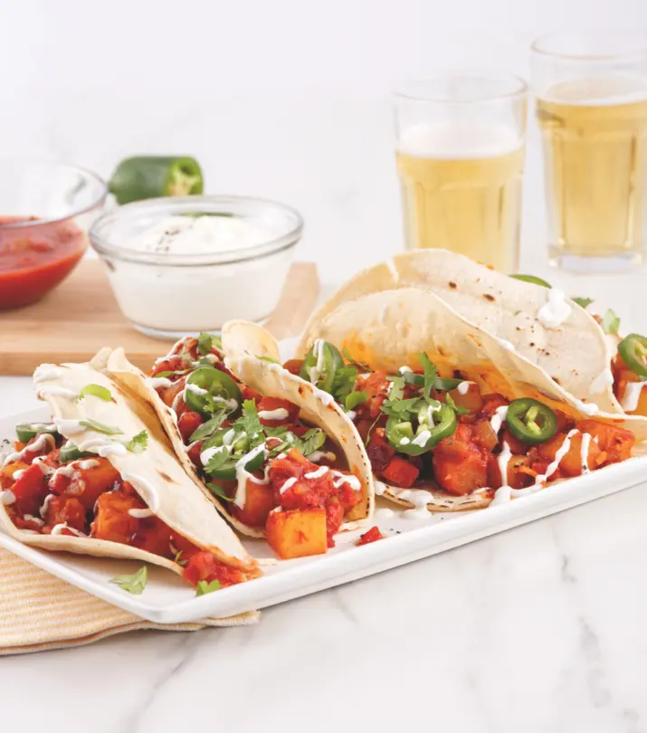 Tacos aux pommes de terre jaunes et chorizo