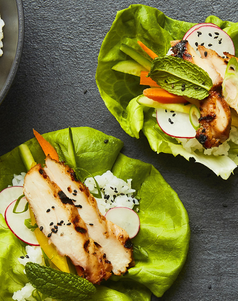 Korean chicken lettuce wraps