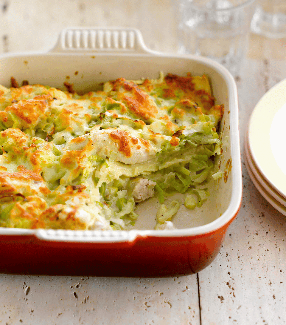 Turkey and leek lasagna